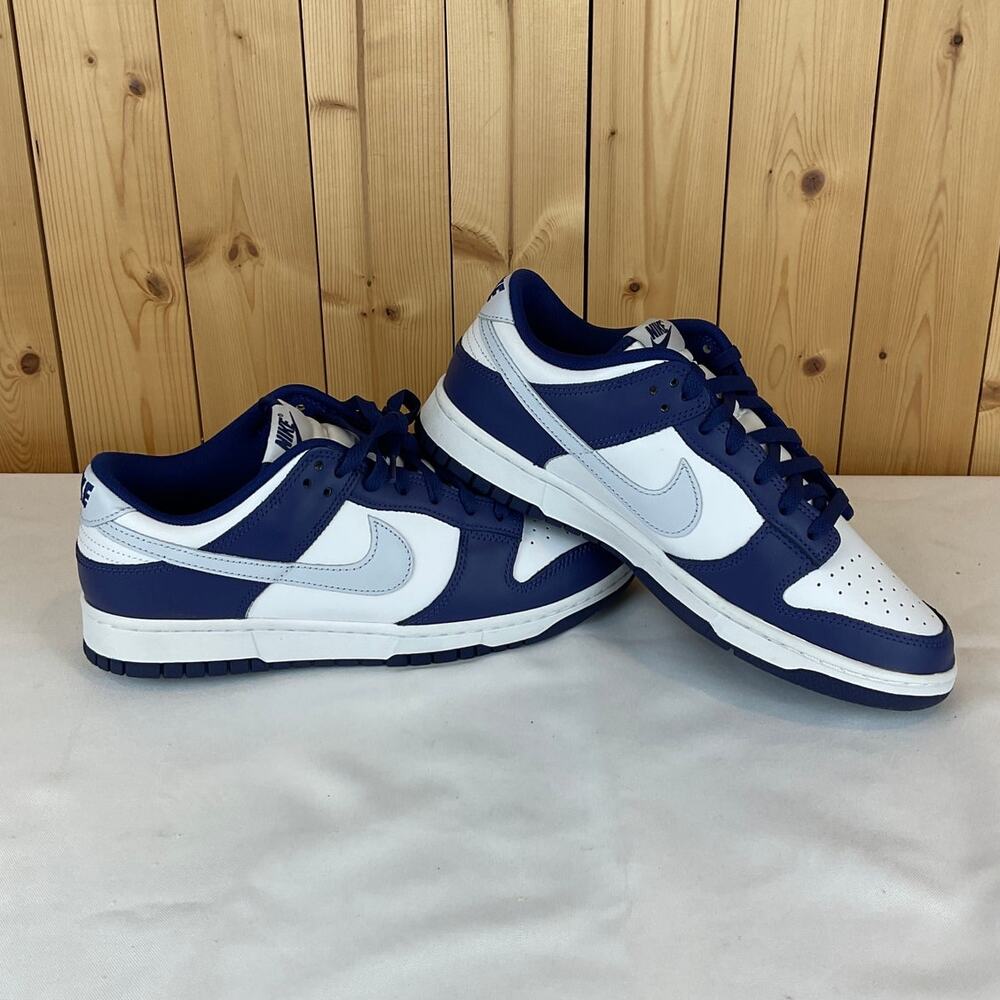 Nike Dunk Low Retro Sneakers, Deep Royal Blue/White/Gray - Size 10 Men's